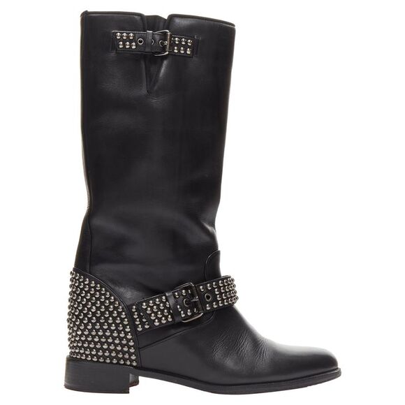 Christian Louboutin bicloubutu spike studded buckle wedge boots - Picture 1 of 6